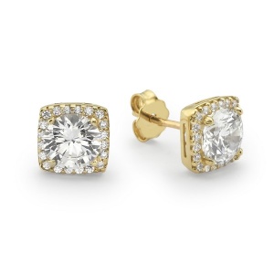 GE207 | עגיל זרקון עם מסגרת מרובעת