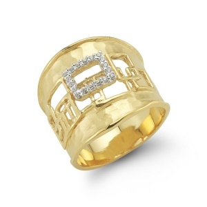 RD6969 | טבעת אומנותית מלבנים בשיבוץ אבנים קטנות